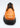 Knallig orangefarbener Schnürschuh mit Wulstnaht, schwarzen Schnürsenkeln und einer leicht karreeförmigen, schwarzen Plateausohle