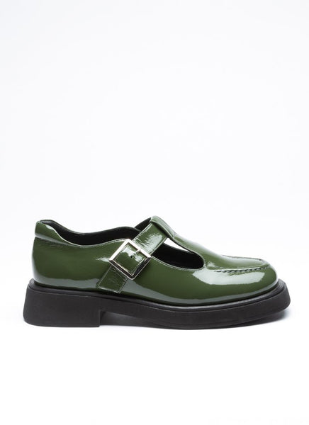 Lackleder Spangenschuh in moosgrün