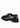 Produktfoto eines burschikosen Unisex-Schnürschuhs aus Leder mit Oxford-Schnürung und ausgeprägter Laufsohle in schwarz. Eine asymmetrische Naht ziert die Schuhfront